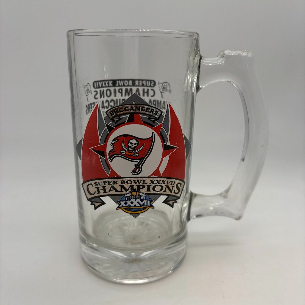 VTG NFL Tampa Bay Buccaneers Super Bowl XXXVII Champions Collectible Glass Mug